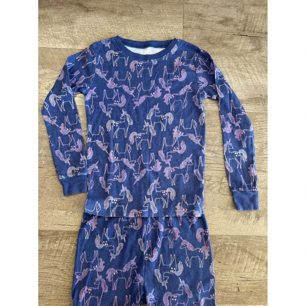 Carter's Kids Blue Pink Unicorn Cotton 2 Piece Pajama Set Size 10